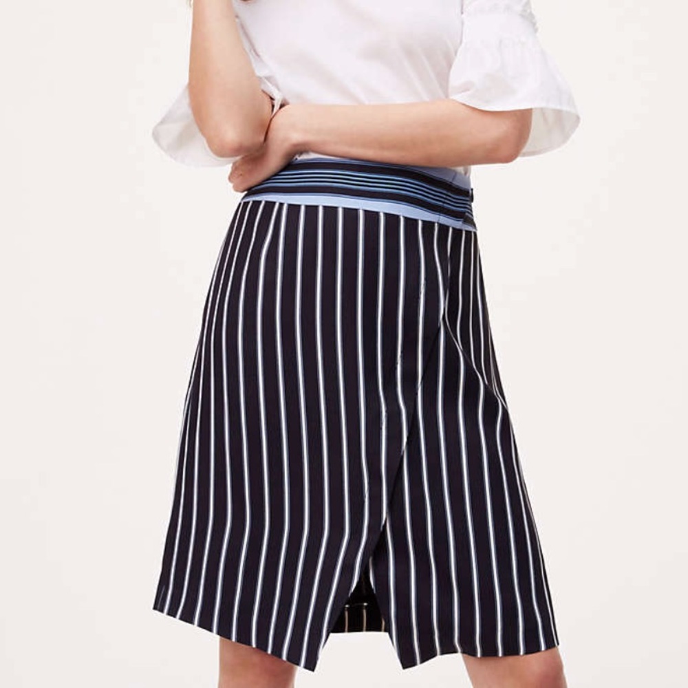 LOFT Mixed Stripe Wrap Skirt
